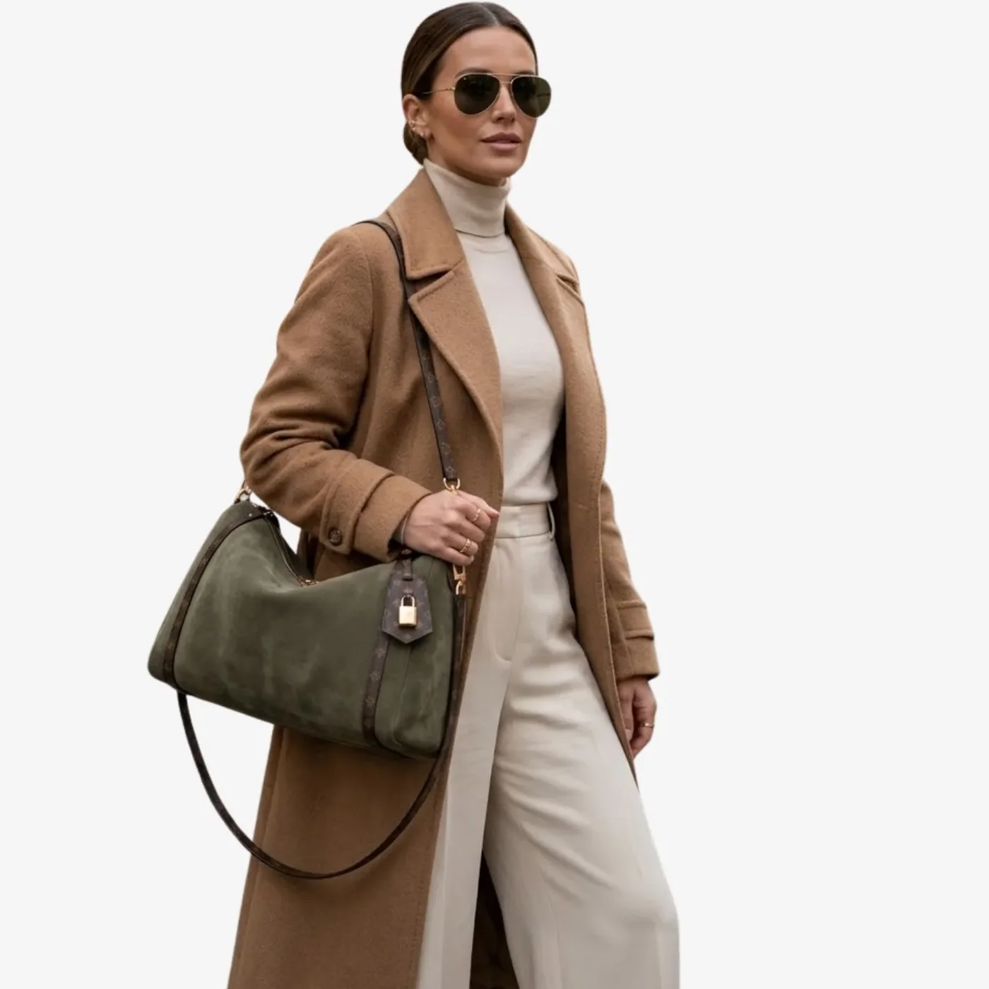 Louis Vuitton Express MM Shoulder Bag in Khaki Gold Hardware