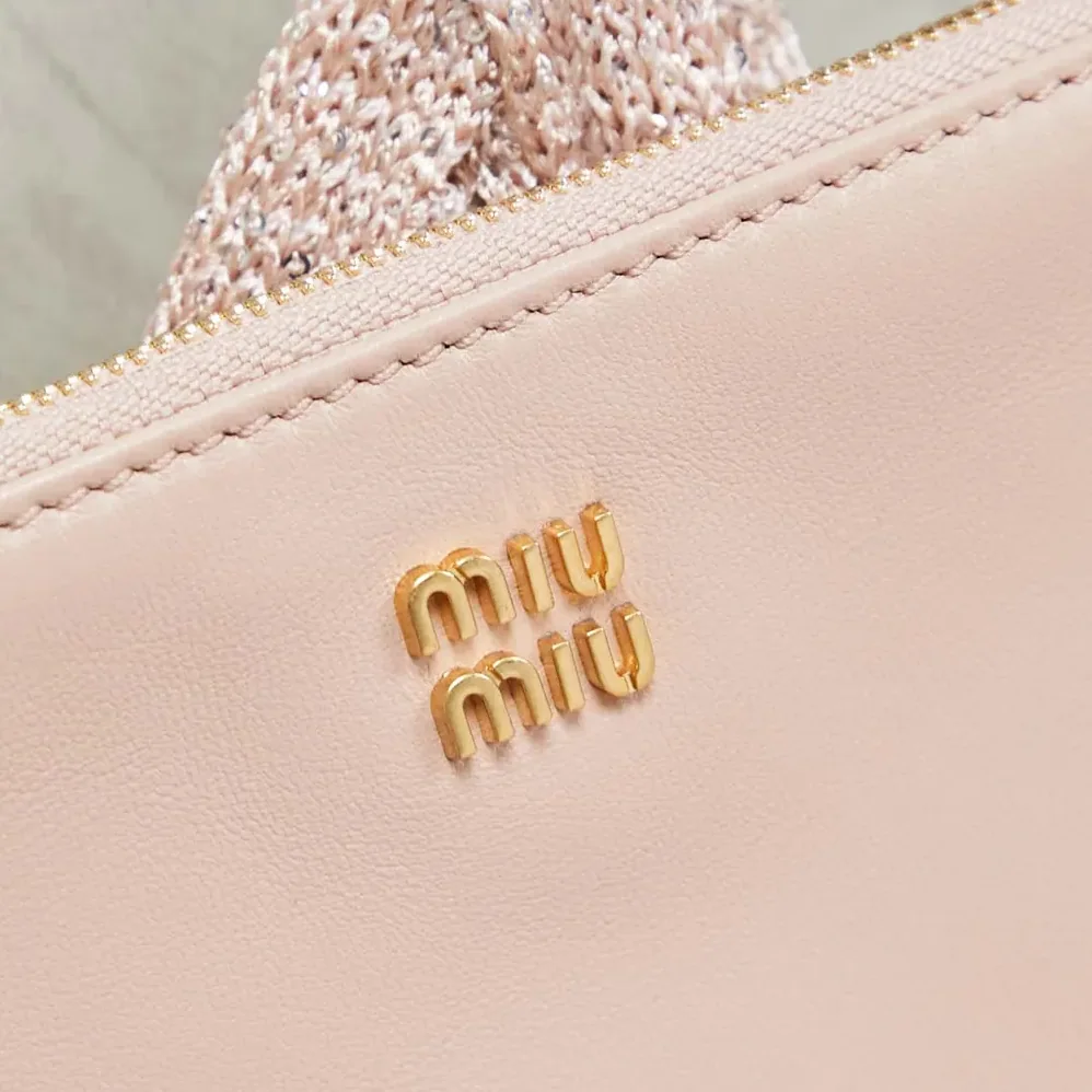 Miu Miu Ivy Sequin Mesh Bag Powder Pink for Women Miu Miu Ivy Sequin Mesh Bag Powder Pink for Women