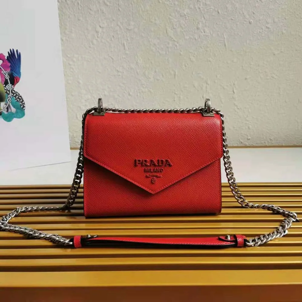 Prada Saffiano Leather Prada Monochrome Bag for Women in Red Prada Saffiano Leather Prada Monochrome Bag for Women in Red