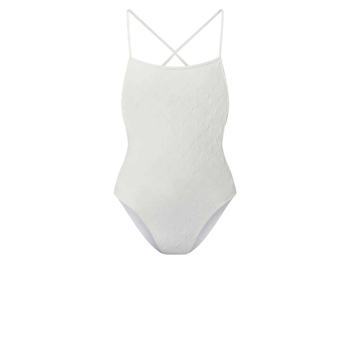 Louis Vuitton Monogram Jacquard One-Piece Swimsuit White 1AFUY3
