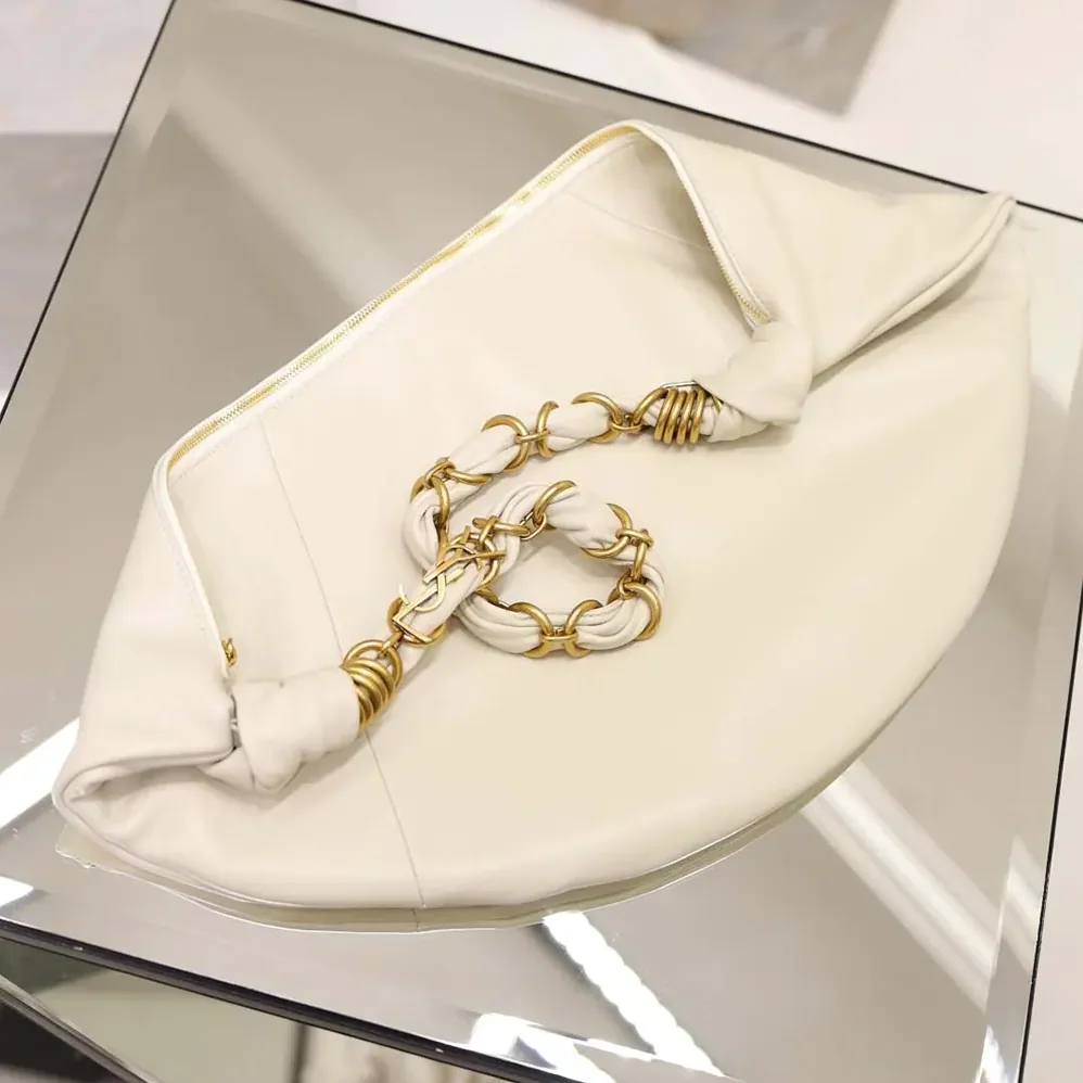 Saint Laurent YSL Amalia Small Hobo In Lambskin for Women in White