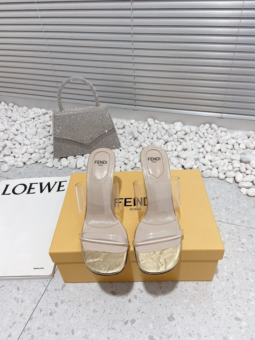 Fendi First Gold Transparent High in Heeled Sandals