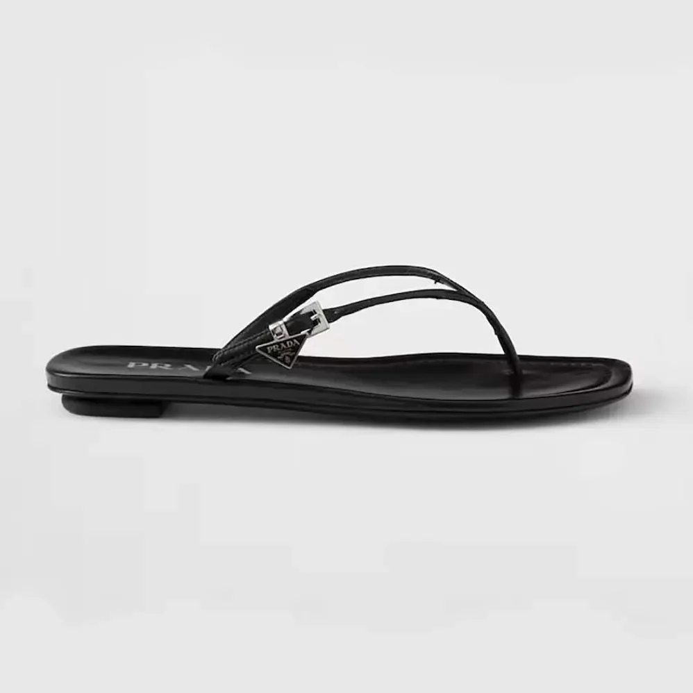 Prada Leather Thong Sandals for Women in Black Prada Leather Thong Sandals for Women in Black