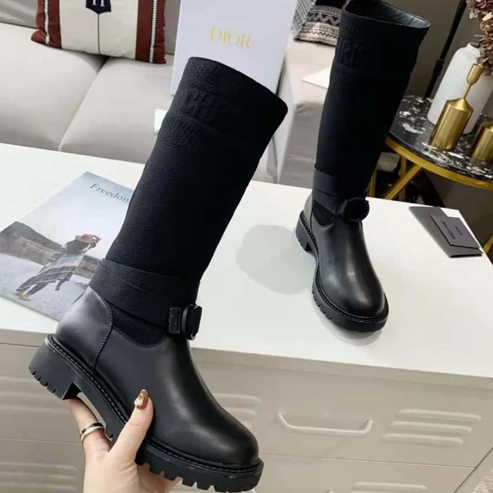 Dior D-Major Boot Black Technical Fabric and Calfskin for Women