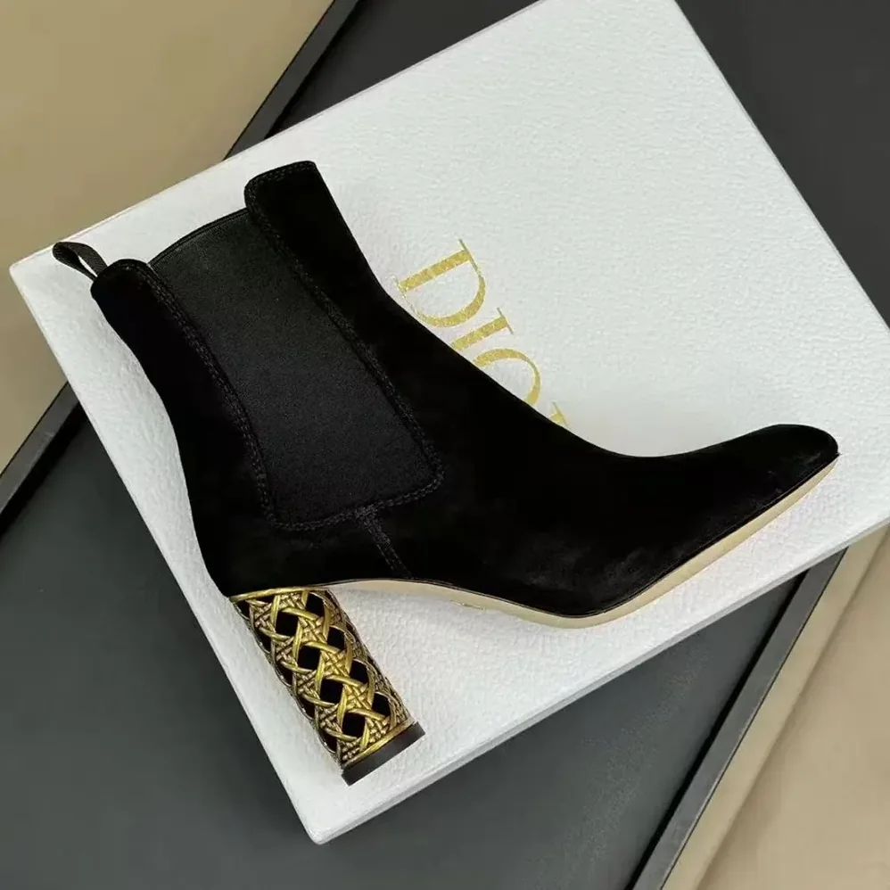 Dior Icon Heeled Ankle Boot Black Suede Goatskin for Women Dior Icon Heeled Ankle Boot Black Suede Goatskin for Women