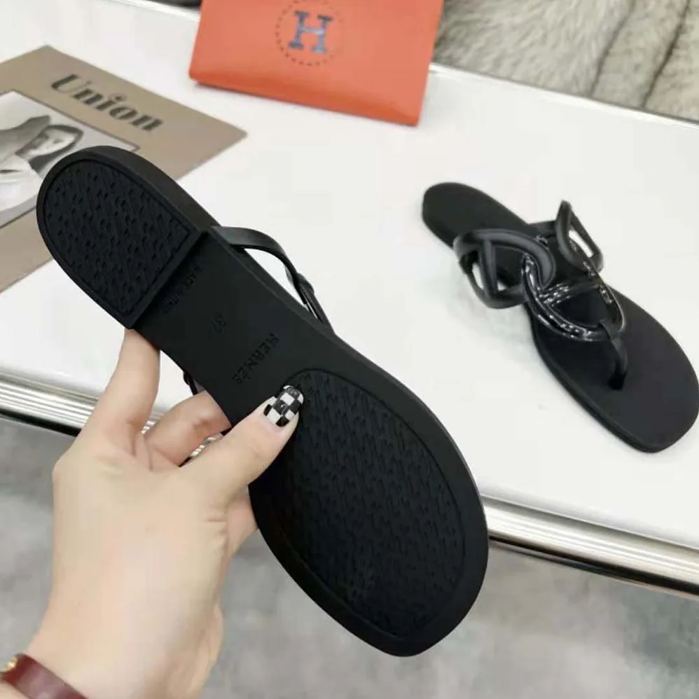 Hermes Egerie Sandal in Waterproof TPU with Chaine D Ancre Motif for Women in Black Hermes Egerie Sandal in Waterproof TPU with Chaine D Ancre Motif for Women in Black