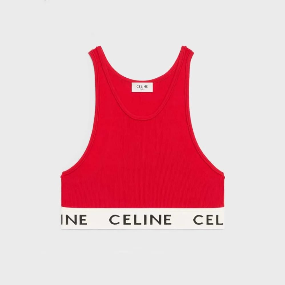 Celine Athletic Knit Bra Top for Women in Red Celine Athletic Knit Bra Top for Women in Red