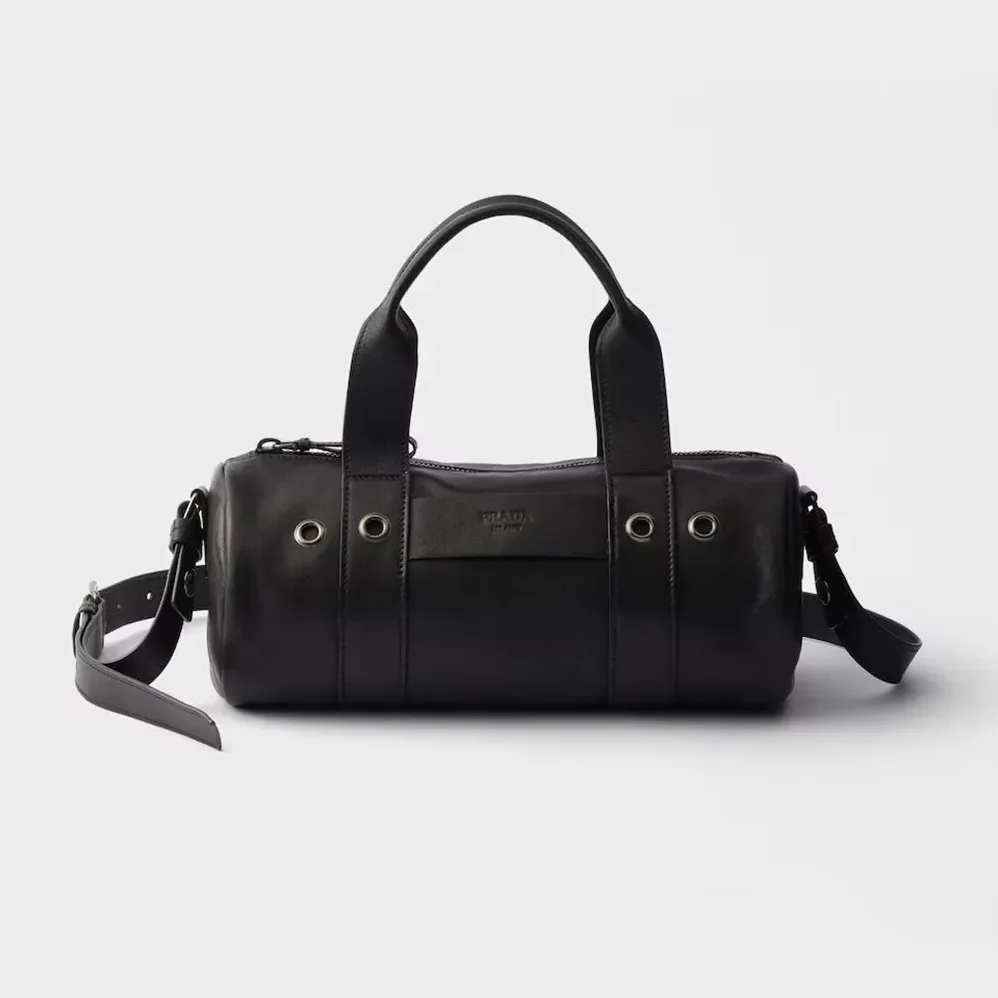 Prada Route Large Leather Top-Handle Bag for Women in Black