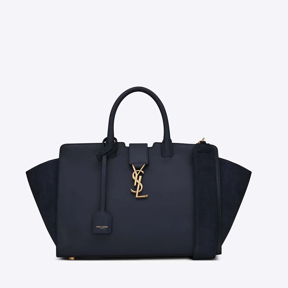 Saint Laurent YSL Small Downtown Cabas Bag Navy Suede for Women Saint Laurent YSL Small Downtown Cabas Bag Navy Suede for Women