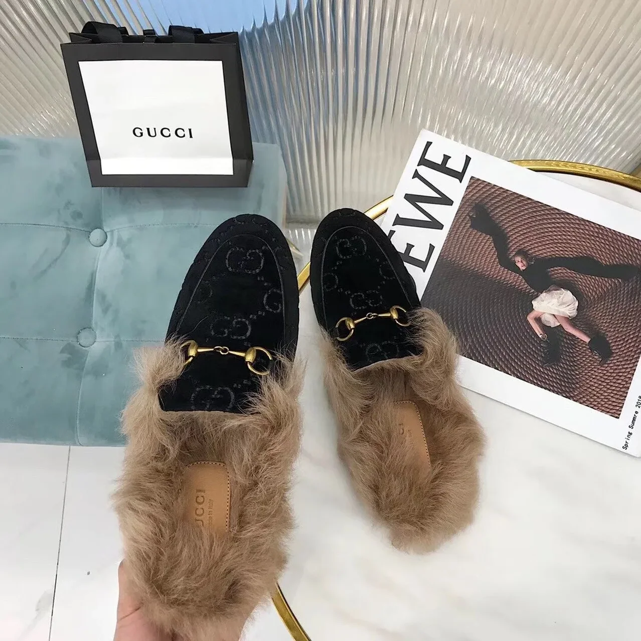 Gucci Princetown Slipper Mules By Velvet Black for Women Gucci Princetown Slipper Mules By Velvet Black for Women
