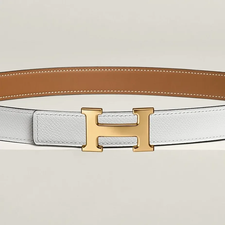 Hermes Mini H Reversible Belt Brown in Blanc Hermes Mini H Reversible Belt Brown in Blanc