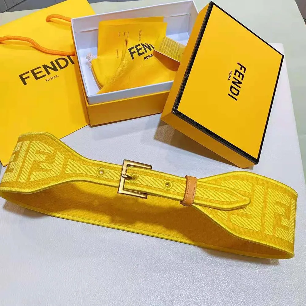Fendi Canvas High Waist Belt 6 cm for Women in Yellow Fendi Canvas High Waist Belt 6 cm for Women in Yellow
