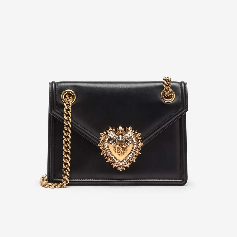 Dolce Gabbana D&G Medium Devotion Bag Smooth Calfskin Leather for Women in Black Dolce Gabbana D&G Medium Devotion Bag Smooth Calfskin Leather for Women in Black