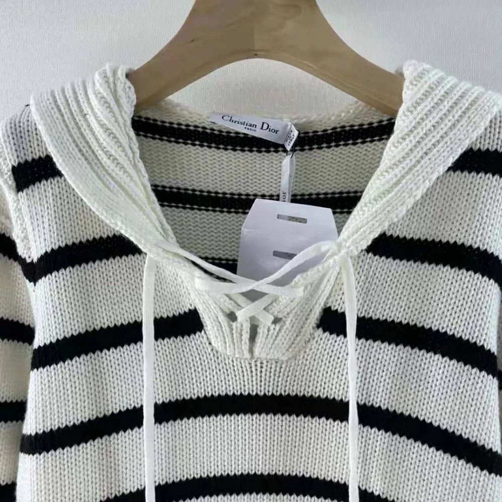Dior Mariniere Sweater Navy Blue and Ecru Cotton Knit and Cashmere for Women Dior Mariniere Sweater Navy Blue and Ecru Cotton Knit and Cashmere for Women