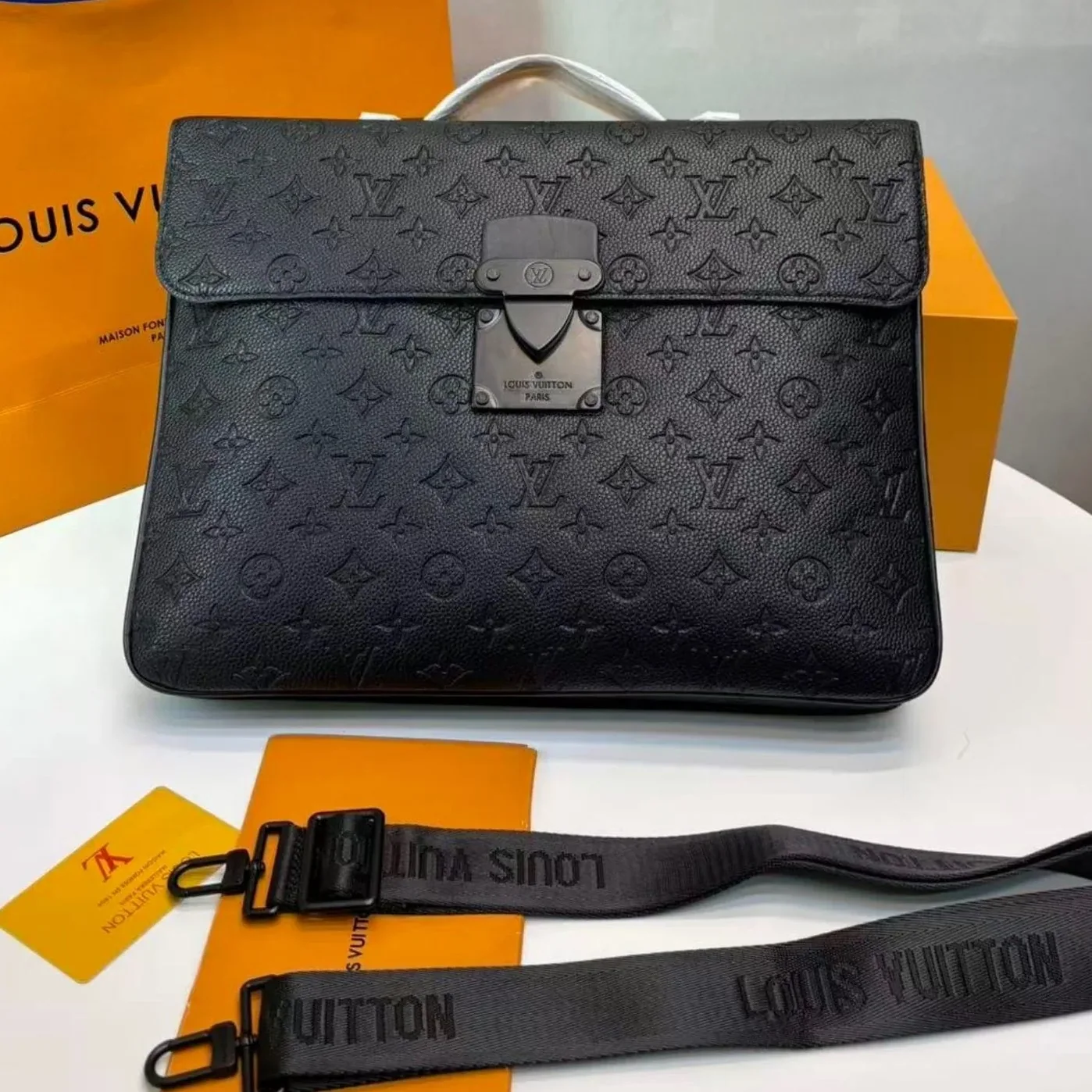 Louis Vuitton S-Lock Briefcase Taurillon Monogram Black Louis Vuitton S-Lock Briefcase Taurillon Monogram Black