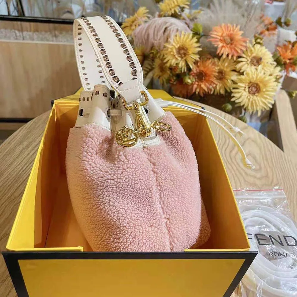 Fendi Mon Tresor Pink Sheepskin Mini for Women in Bag