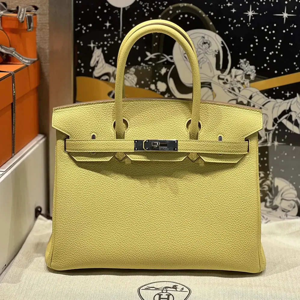 Hermes Birkin 30 Bag in Epsom Leather with Silver Hardware in Yellow/Silver Hermes Birkin 30 Bag in Epsom Leather with Silver Hardware in Yellow/Silver