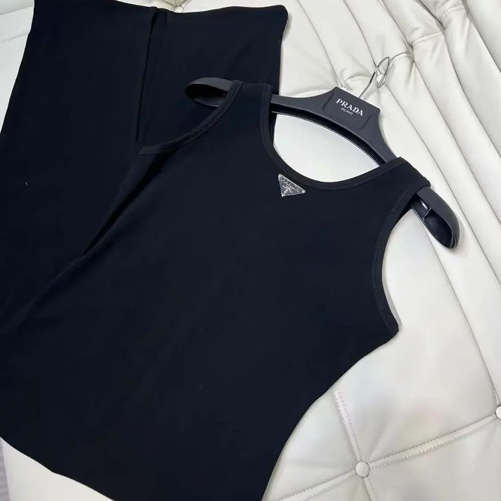 Prada Ribbed knit jersey Midi-dress for Women in Black
