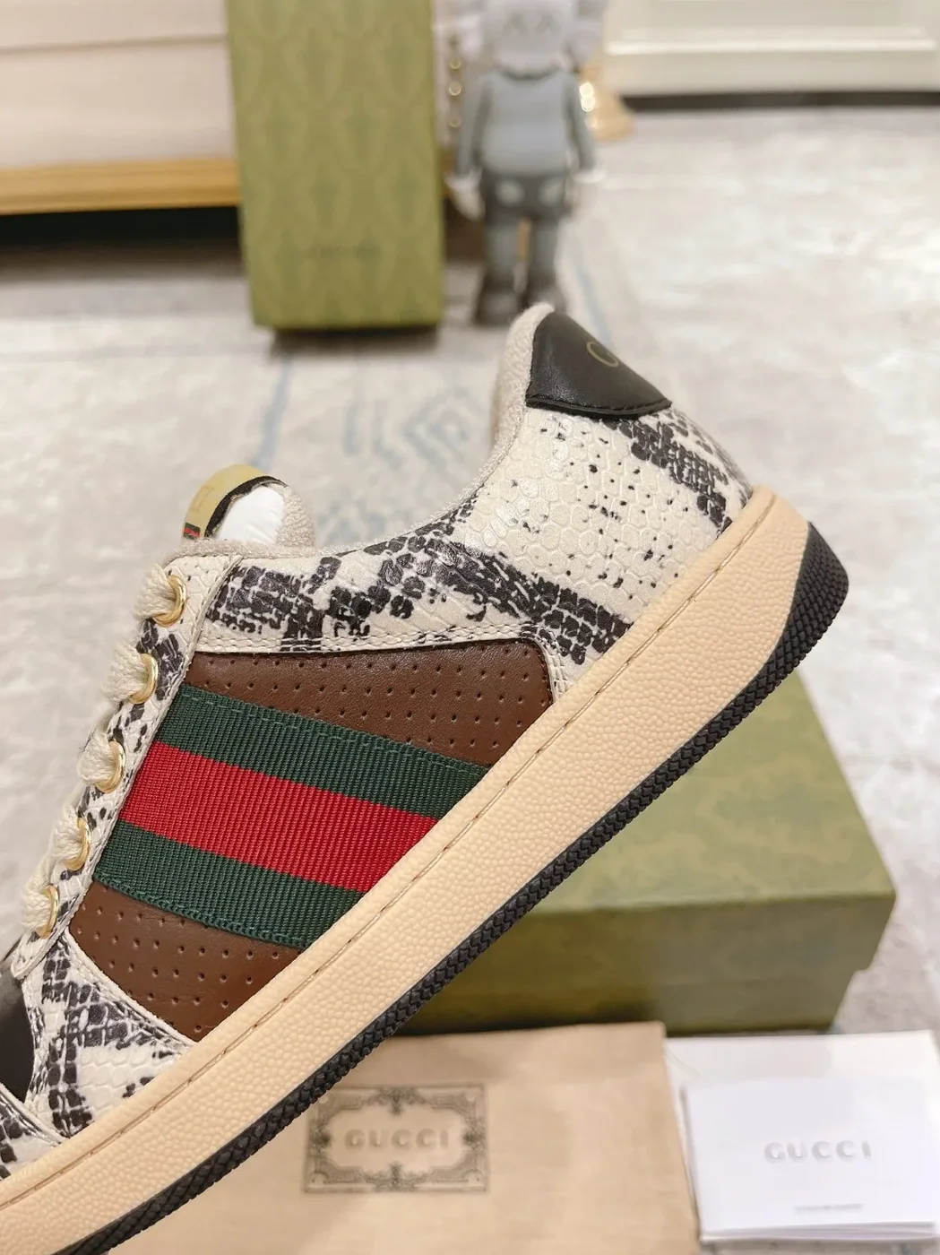 Gucci Screener Python in Effect Beige GG Shoes Gucci Screener Python in Effect Beige GG Shoes