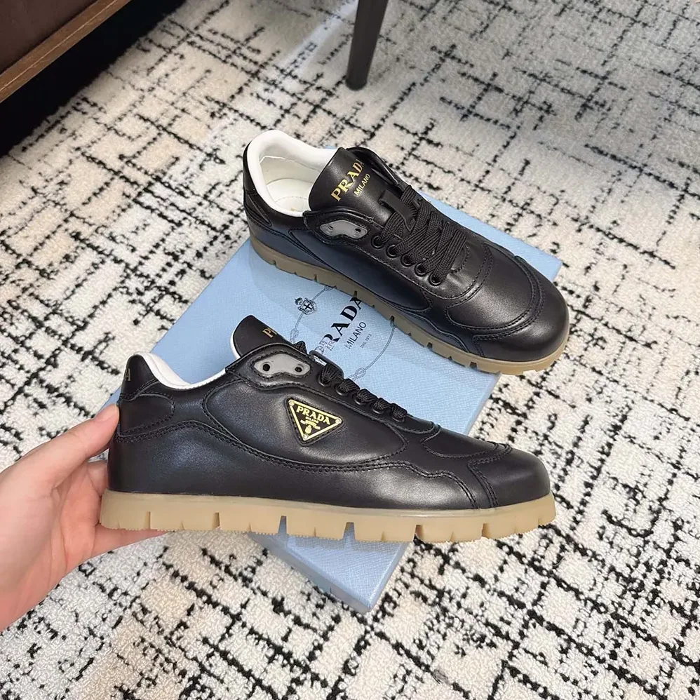 Prada Downtown Nappa Leather Sneakers for Unisex in Black