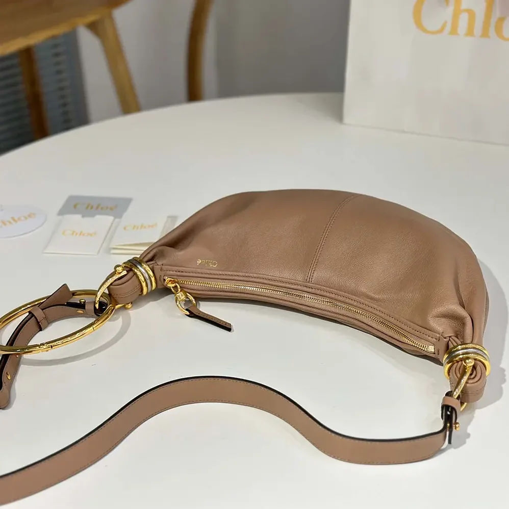 Chloe Small Bracelet Hobo Bag in Grained Leather for Women in Pink Chloe Small Bracelet Hobo Bag in Grained Leather for Women in Pink