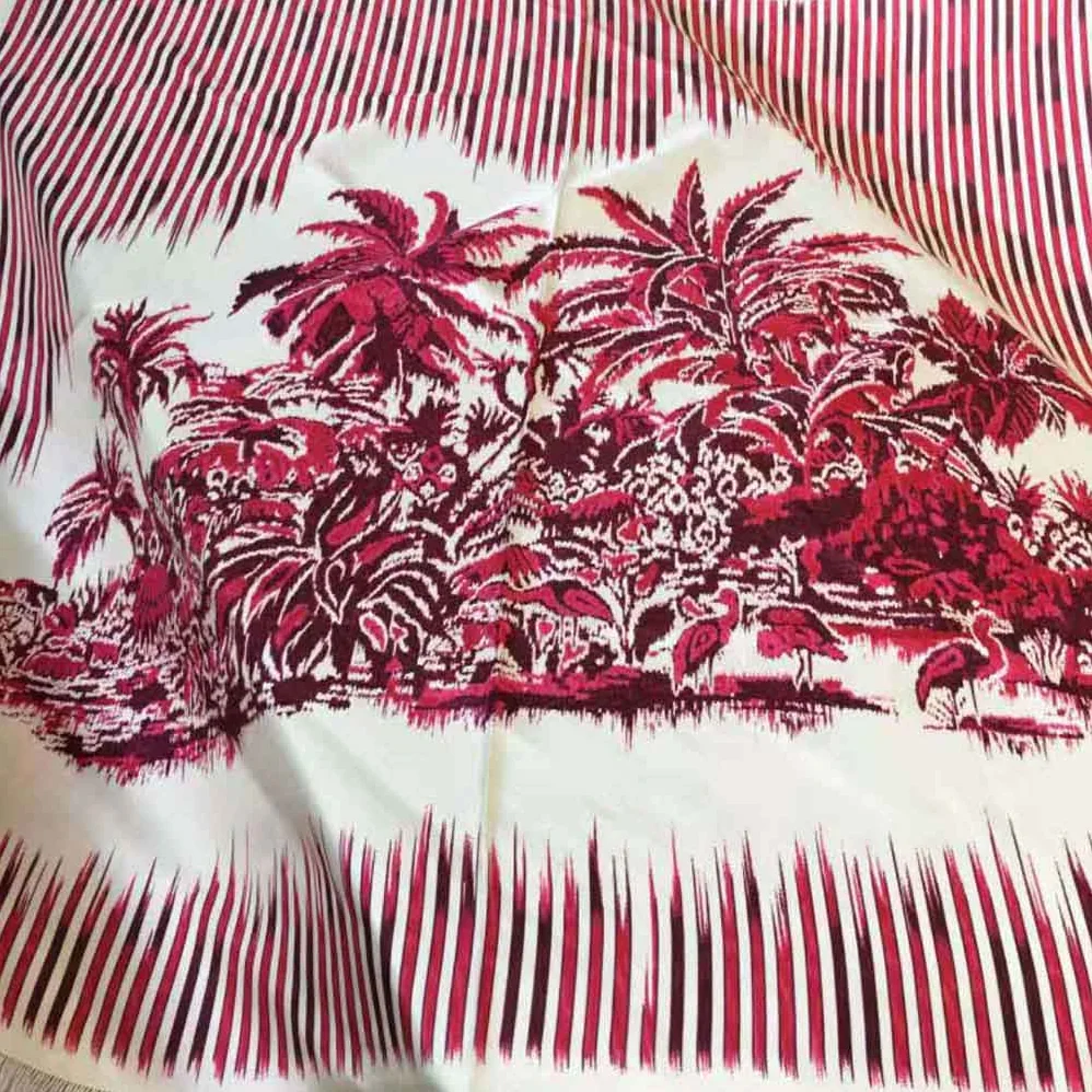 Dior Palms Square Scarf Burgundy Silk Twill for Women