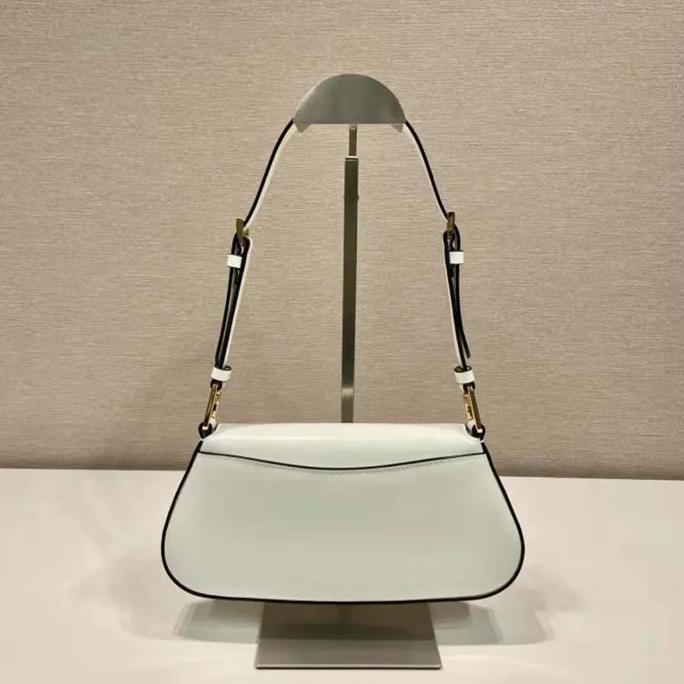 Prada Brushed Leather Shoulder Bag for Women in White