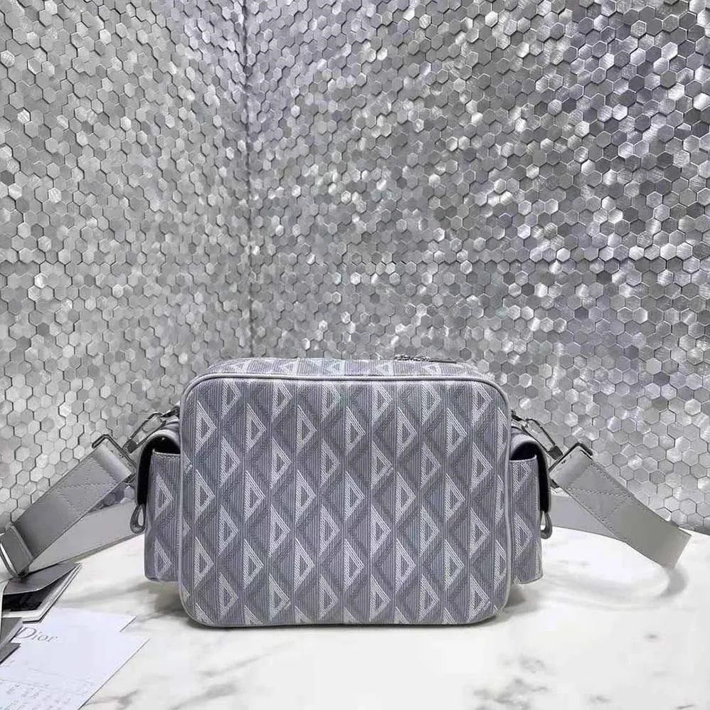 Dior Hit the Road Messenger Bag Dior Gray CD Diamond Canvas and Smooth Calfskin for Men