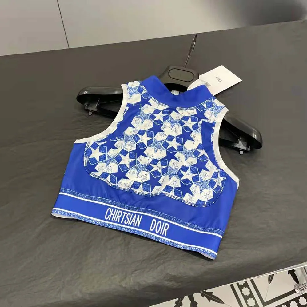 Dior Sports Bra Fluorescent Blue Dior Étoile Technical Jersey for Women Dior Sports Bra Fluorescent Blue Dior Étoile Technical Jersey for Women