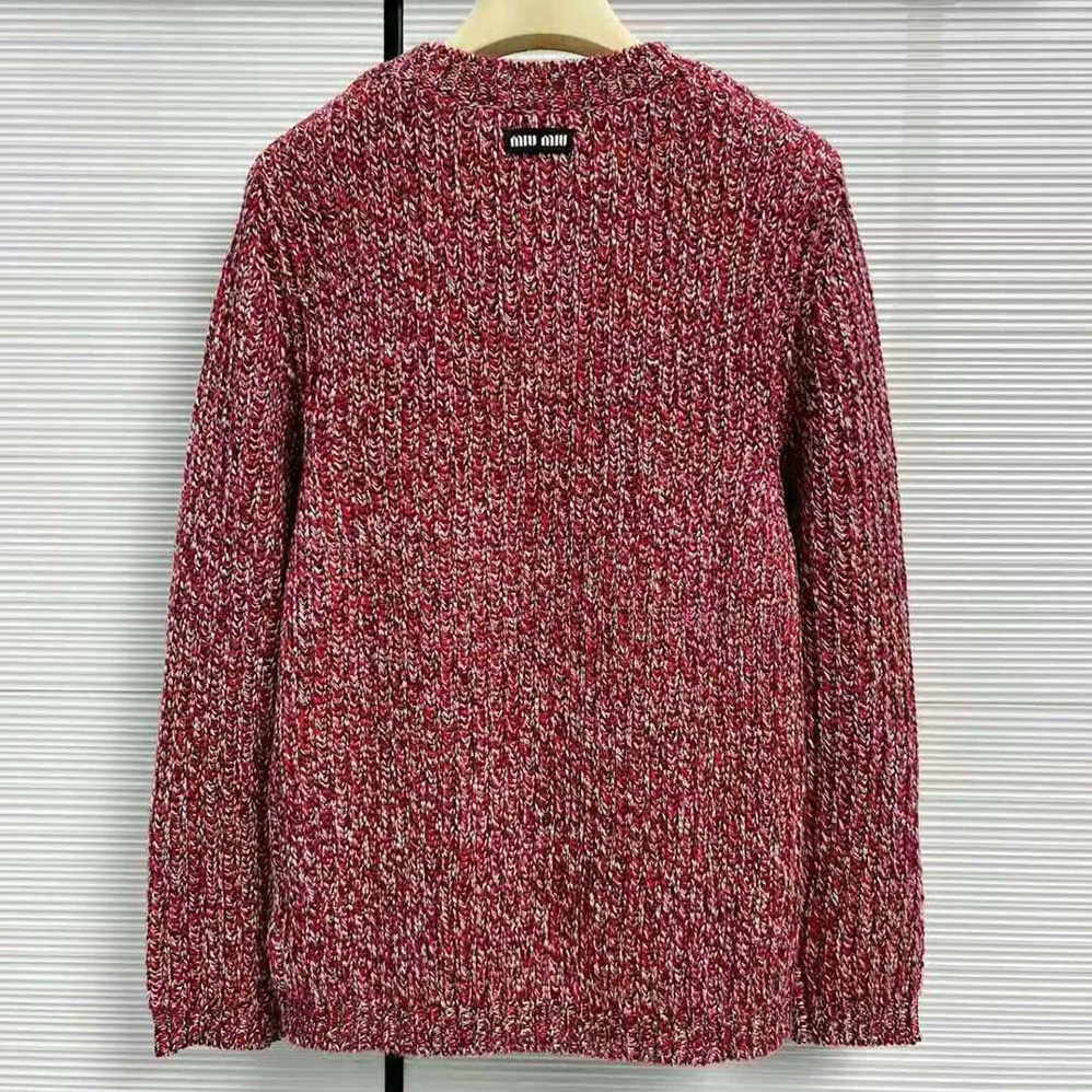 Miu Miu Wool and Cashmere Sweater with Knit Logo Patch for Women in Pink
