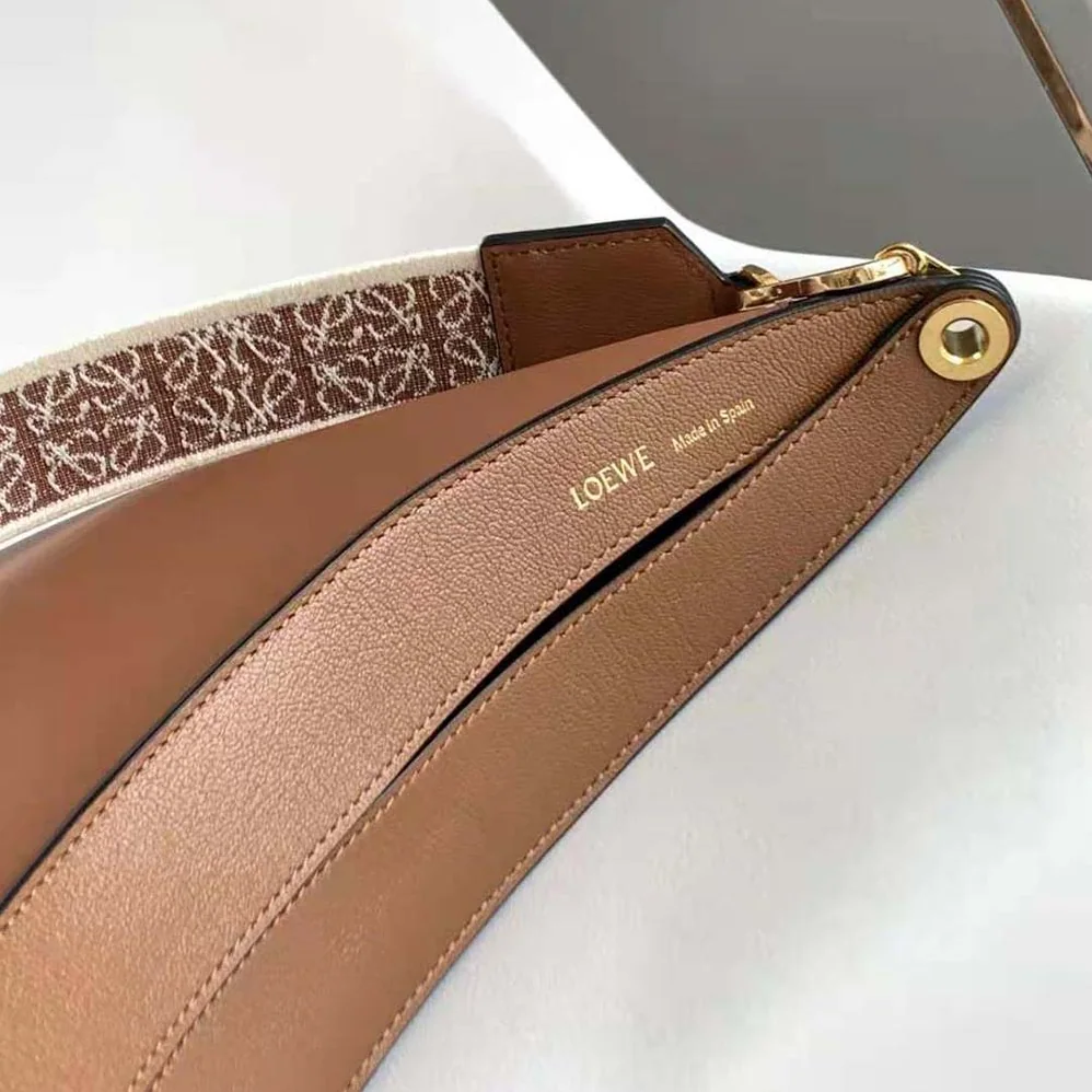 Loewe Luna Bag in Satin Calfskin and Jacquard for Women in Brown