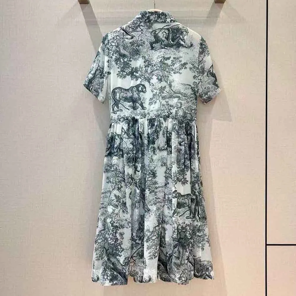Dior Mid-Length Shirt Dress White and Navy Blue Toile de Jouy Cotton Voile for Women Dior Mid-Length Shirt Dress White and Navy Blue Toile de Jouy Cotton Voile for Women