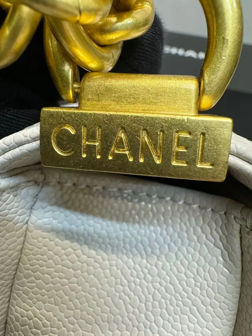 Chanel Boy Small Crossbody Bag in Ivory Gold Hardware