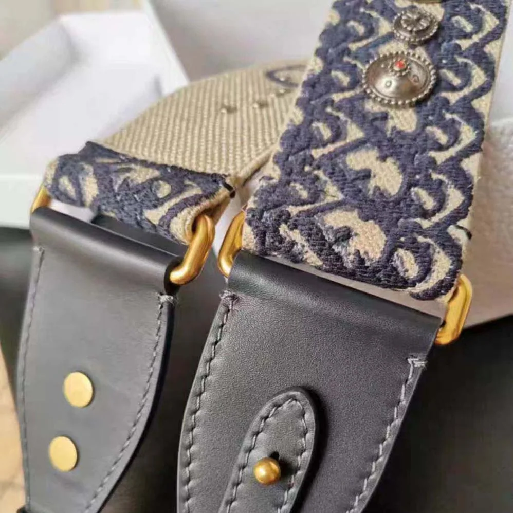 Dior Shoulder Strap with Ring Blue Dior Oblique Embroidery for Women