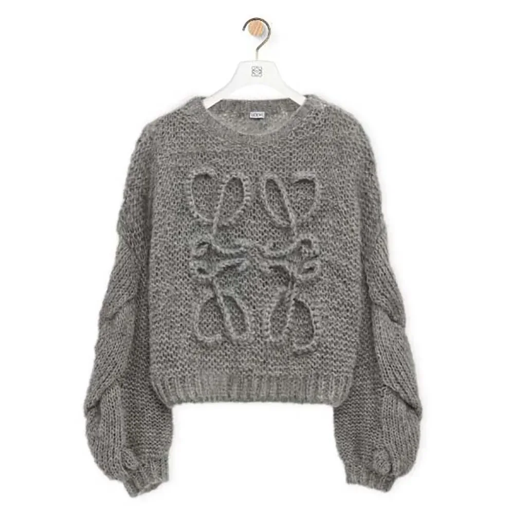 Loewe Anagram Sweater in Mohair for Women in Grey Loewe Anagram Sweater in Mohair for Women in Grey