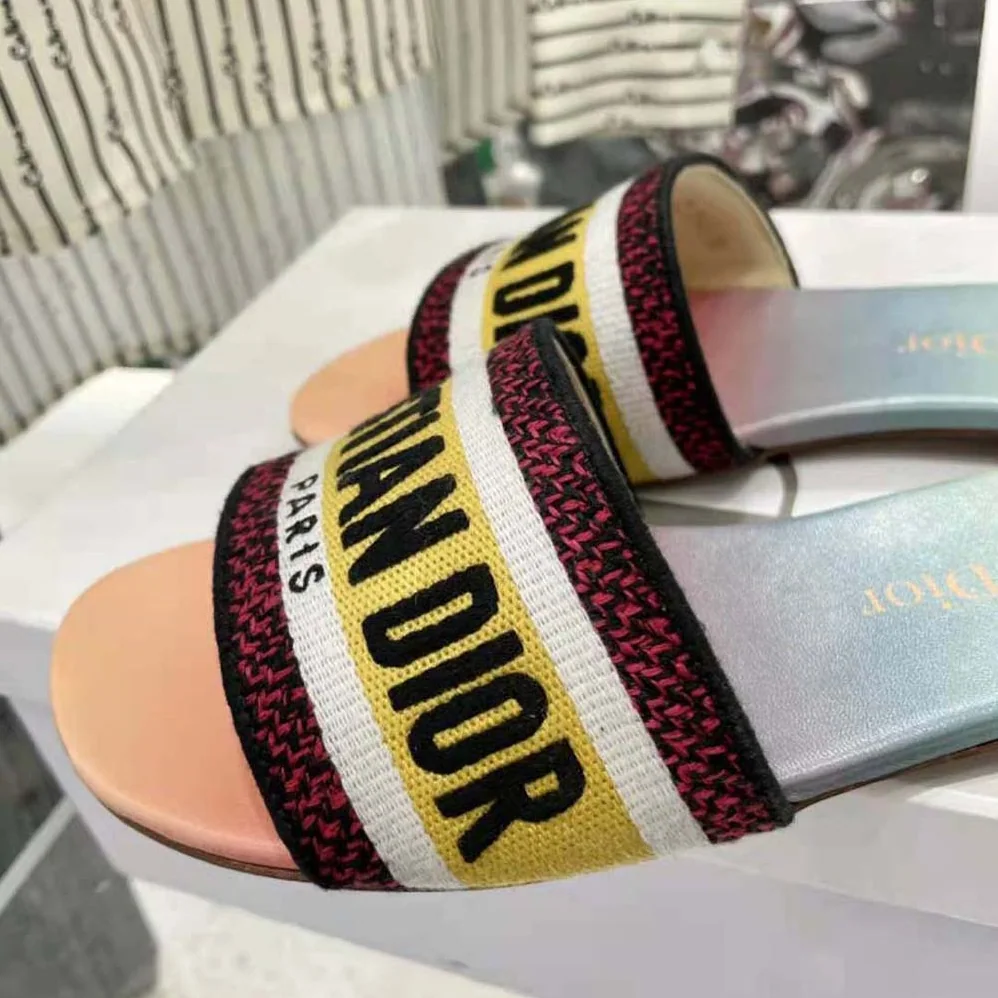 Dior Dway Slide Multicolor Embroidered Cotton for Women
