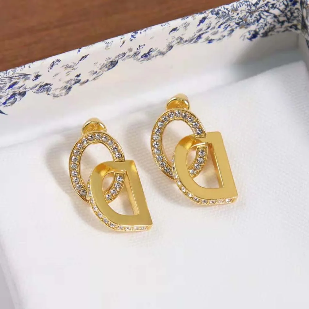 Dior CD Lock Earrings Gold-Finish Metal and Silver for Women in Tone Crystals