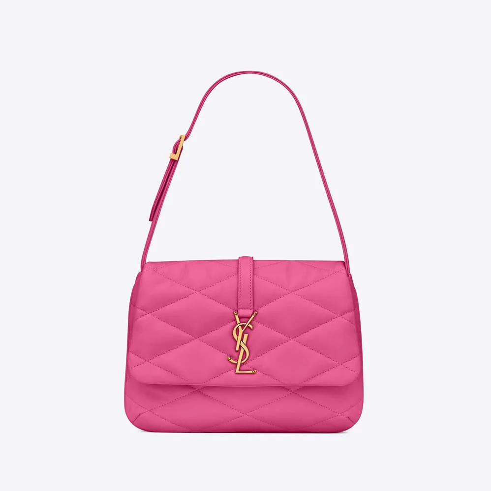 Saint Laurent YSL Le 57 Hobo Shoulder Bag in Quilted Lambskin for Women in Rose Saint Laurent YSL Le 57 Hobo Shoulder Bag in Quilted Lambskin for Women in Rose