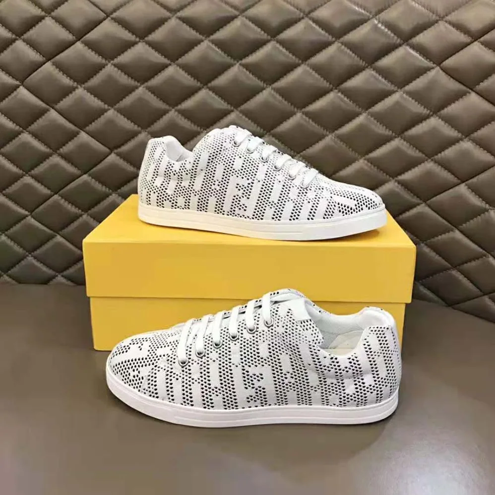 Fendi Lace-up Sneakers White Mesh Low for Men in Tops