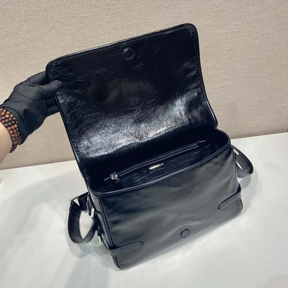 Prada Leather Shoulder Bag for Women in Black