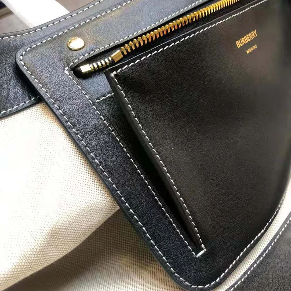 Burberry Monogram Print E-canvas Tote Bag for Women in Black Burberry Monogram Print E-canvas Tote Bag for Women in Black