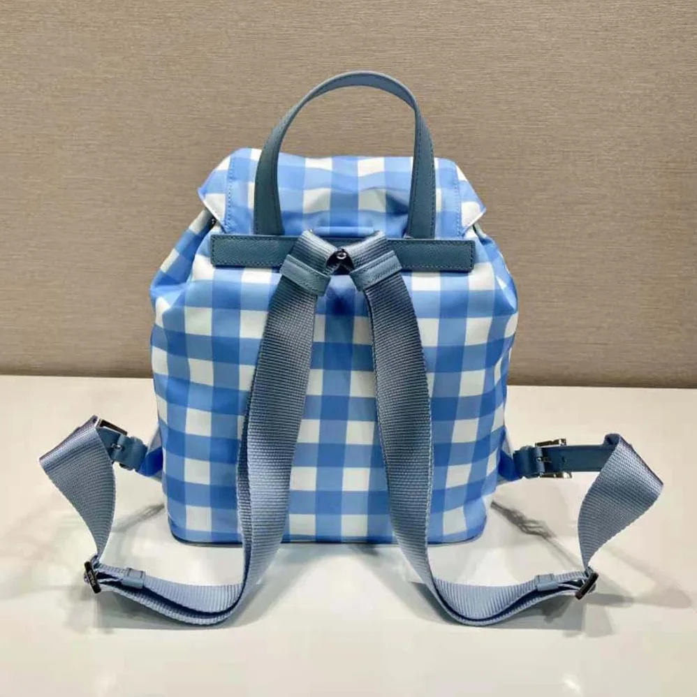 Prada Small Printed Re-Nylon Backpack for Women in Blue Prada Small Printed Re-Nylon Backpack for Women in Blue