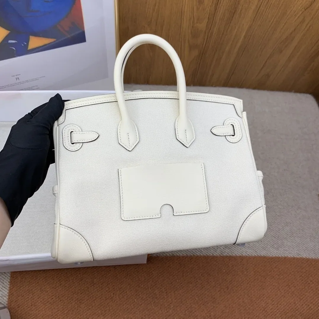 Hermes Birkin Cargo 25 Top Handle Bag in White Silver Hardware Hermes Birkin Cargo 25 Top Handle Bag in White Silver Hardware