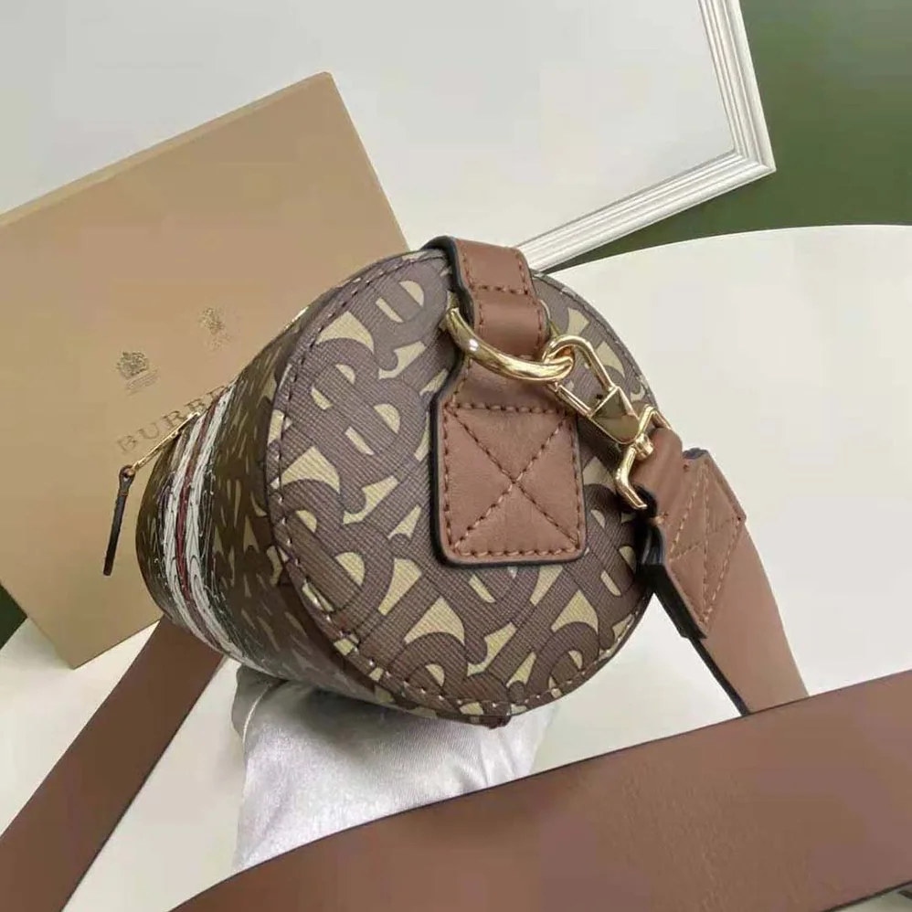 Burberry The Monogram Stripe E-canvas and Leather Barrel Bag for Women