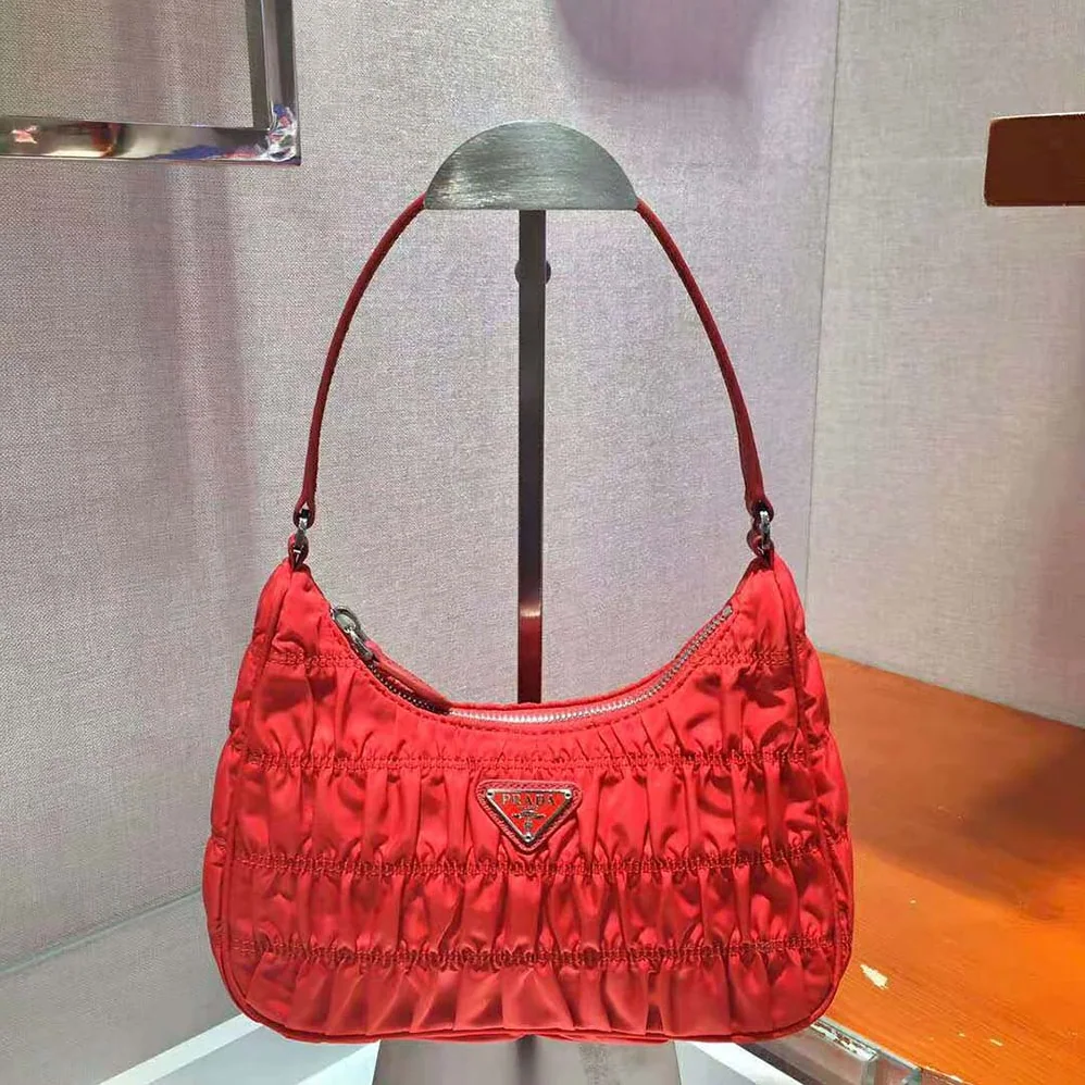 Prada Nylon and Saffiano Leather Mini Bag for Women in Red