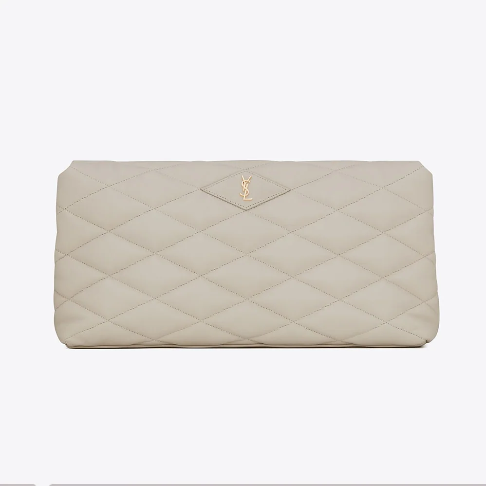 Saint Laurent YSL Sade Puffer Envelope Clutch in Lambskin for Women in White