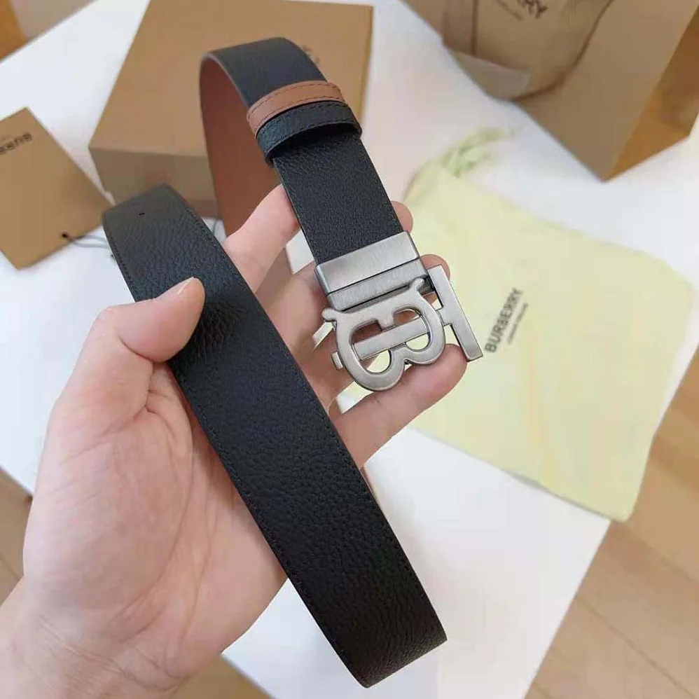 Burberry Reversible Leather TB Belt for Men in Black