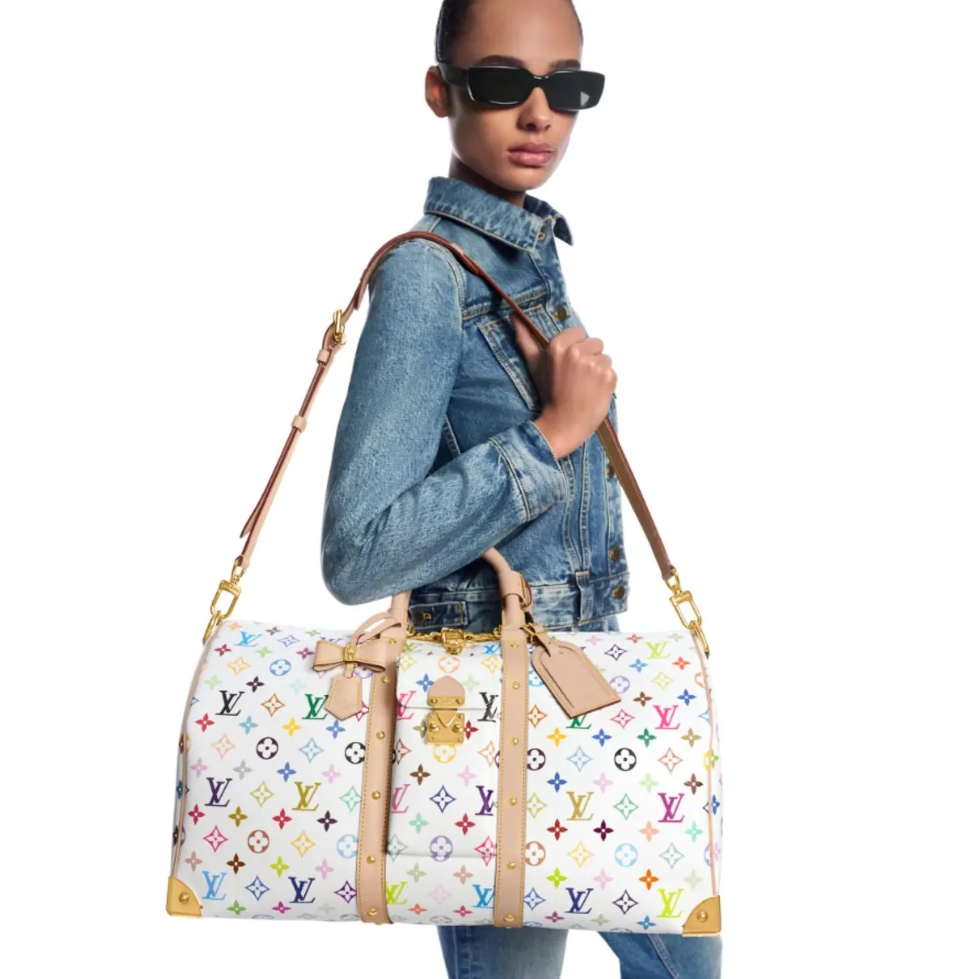 Louis Vuitton LV x TM Keepall Bandouliere 45 Travel Bag in Multicoloured Gold Hardware Louis Vuitton LV x TM Keepall Bandouliere 45 Travel Bag in Multicoloured Gold Hardware