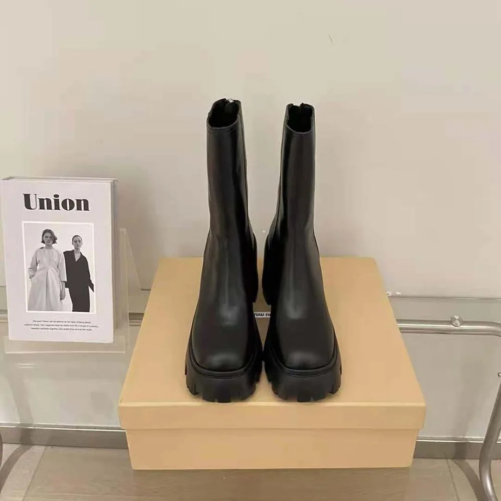 Miu Miu Leather Booties in EVA Sole with Logo for Women