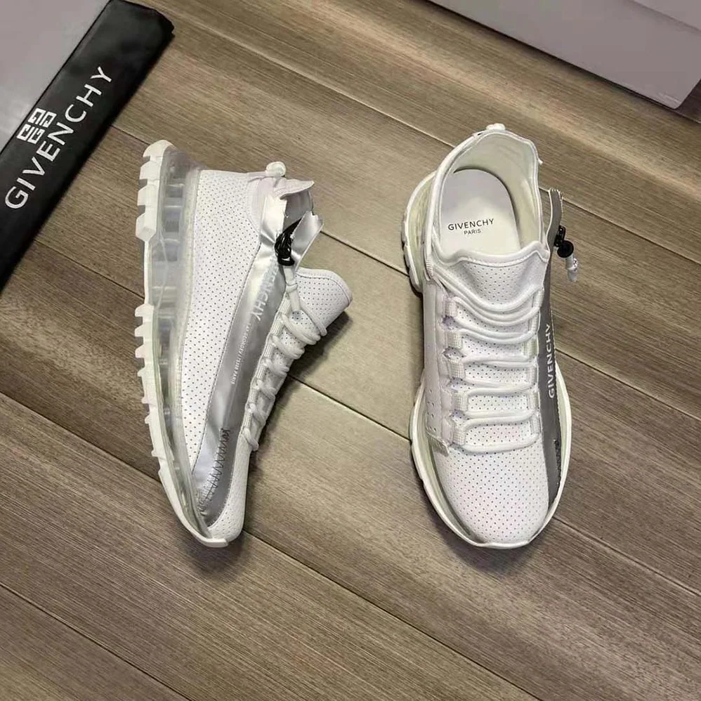 Givenchy Spectre Low Runners Sneakers in Perforated Leather with Zip for Unisex in White
